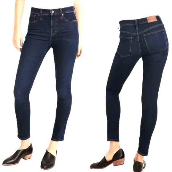 Madewell Size 26 x 29.5 9" Mid-Rise Skinny Jeans Dark Orland Wash Like New - Picture 1 of 11